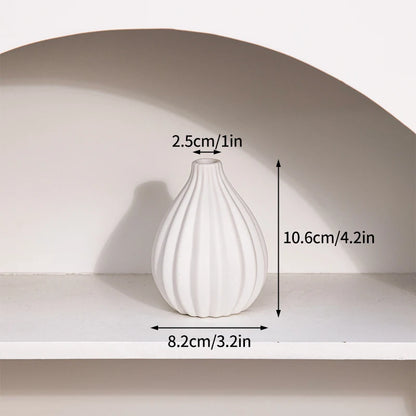 Florero Nórdico de Cerámica Blanca – Jarrón Decorativo Moderno para Sala de Estar, Decoración del Hogar y Escritorio