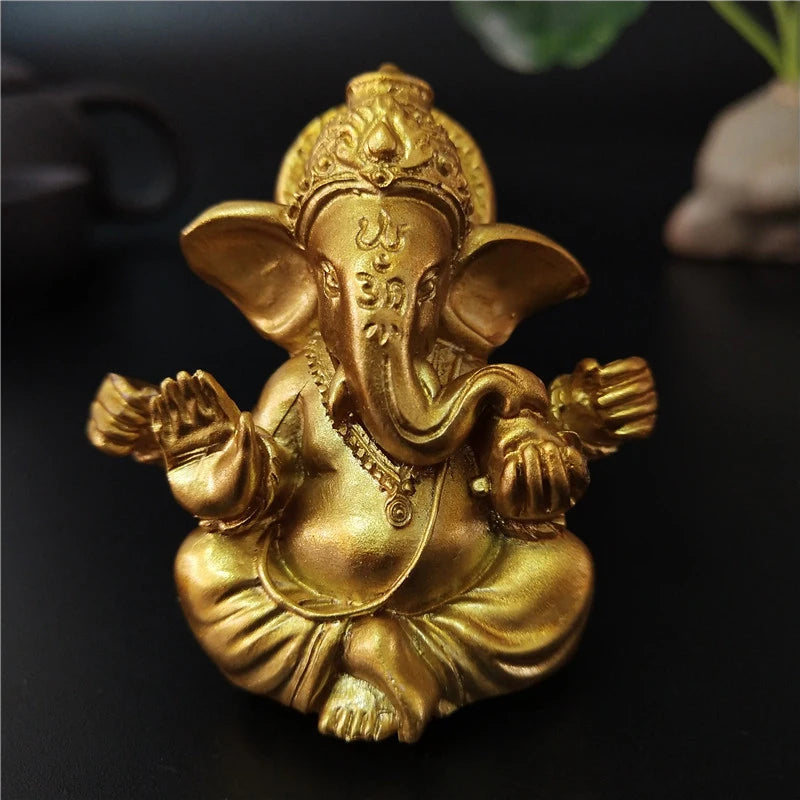 Statue de Ganesha en bronze – Figurine de sculpture du dieu éléphant hindou pour décoration de maison, de bureau, décoration spirituelle et cadeau