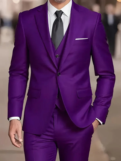 Traje de hombre beige de 3 piezas – Americana de esmoquin formal, chaleco y pantalones, traje de boda para novio, padrino de boda o graduación
