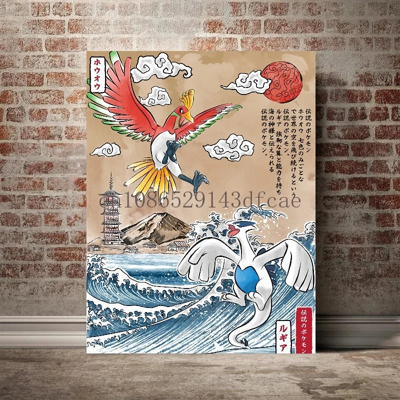 Pokémon Empoleon – Toile Murale – Affiche d'Anime Moderne pour Salon, Chambre, Salle de Jeux et Décoration Intérieure