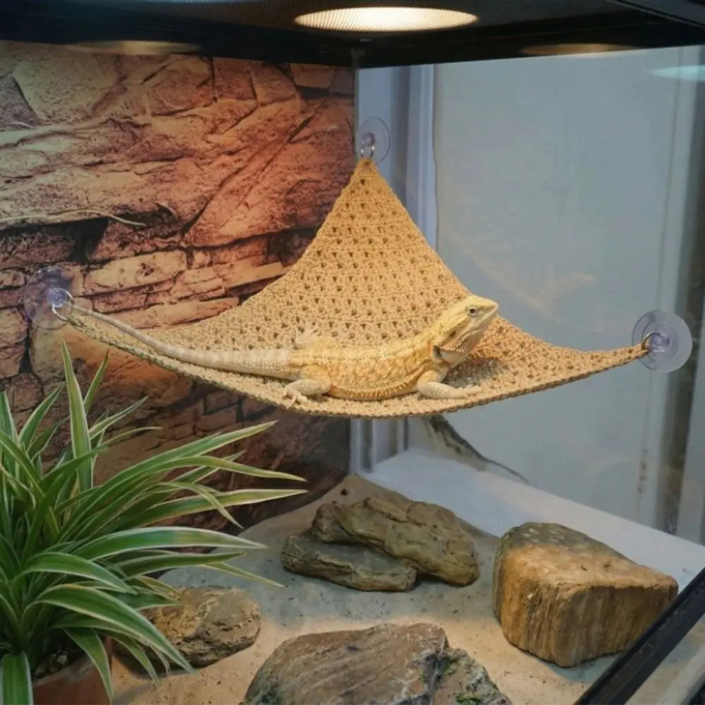 Reptile Climbing Hammock with Suction Cups – Breathable Mesh Hanging Net & Resting Bed for Lizards, Geckos & Small Reptiles
