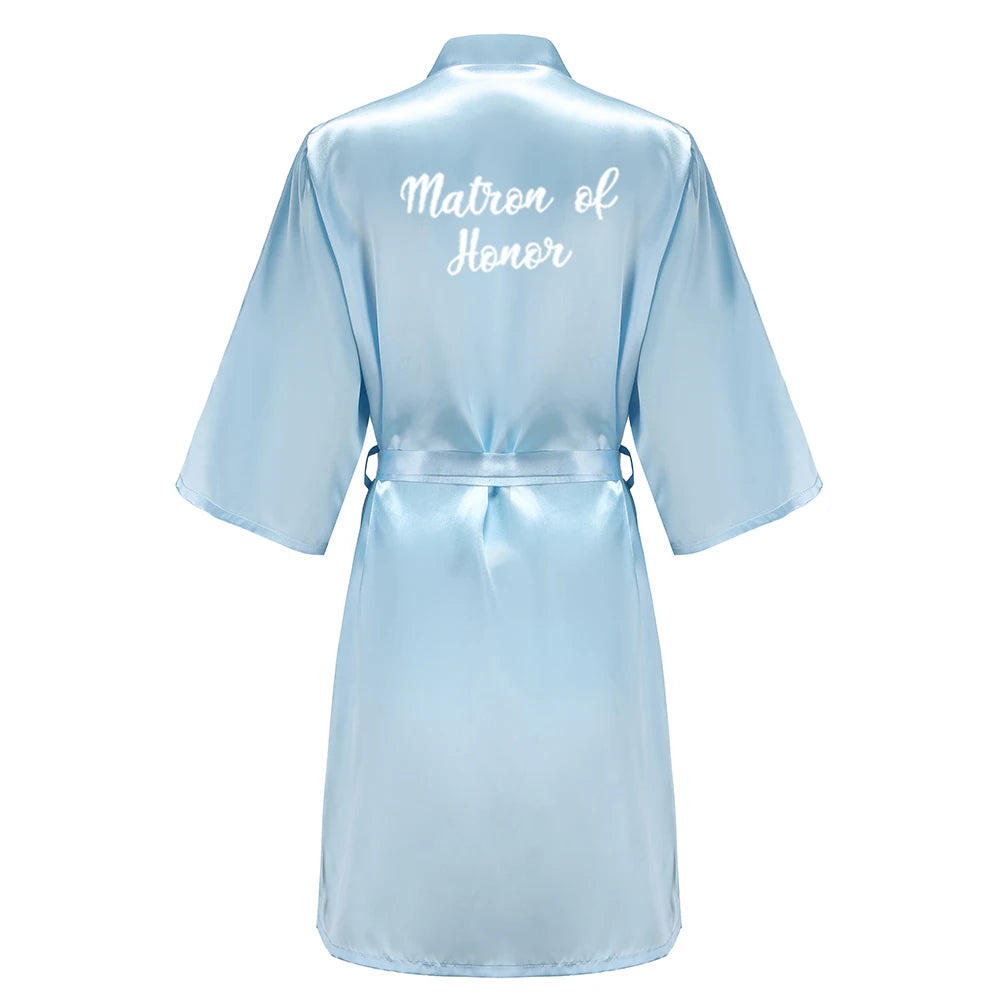 Blue Women’s Bridal Bathrobe – Bride Bridesmaid Maid of Honor Get Ready Robe Dressing Gown Gift
