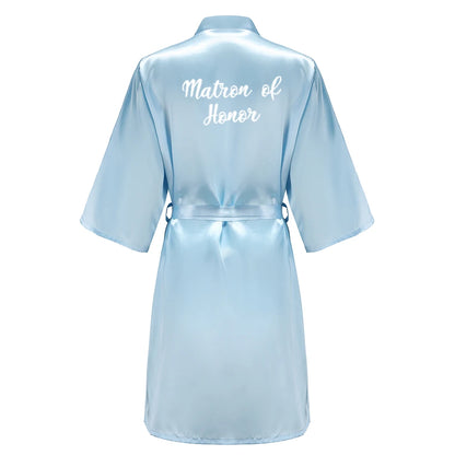 Blue Women’s Bridal Bathrobe – Bride Bridesmaid Maid of Honor Get Ready Robe Dressing Gown Gift