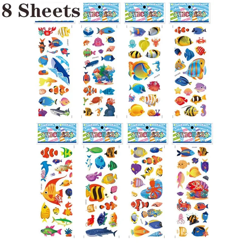 Autocollants 3D gonflés pour enfants – Feuilles d'autocollants éducatifs de dessins animés, jouet de bricolage créatif pour tout-petits, garçons et filles, cadeau d'activité artistique amusante
