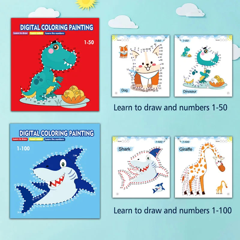 Libro de dibujo para niños – Cuaderno de práctica de garabatos con aprendizaje de números, juegos de dibujo para educación temprana, libro de actividades de arte creativo y divertido regalo navideño para niños