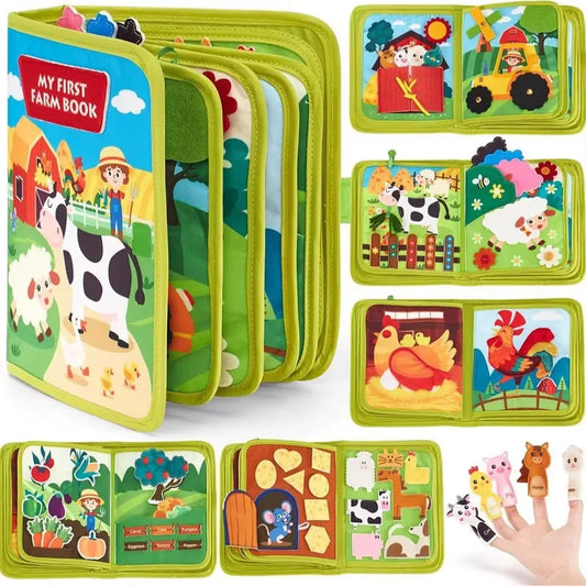 Libro de actividades Montessori de animales de granja – Libro de actividades de fieltro para el desarrollo de la motricidad fina y el aprendizaje temprano en niños pequeños