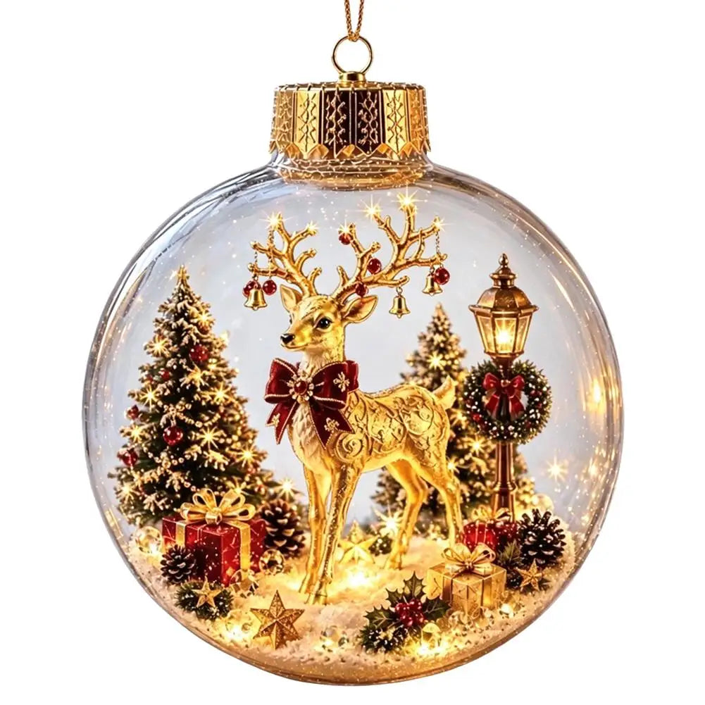 2026 Luminous Christmas Story Crystal Ball – Santa Claus, Snowman & Elk DIY Decoration with Gold Powder for Xmas Home & Party Decor