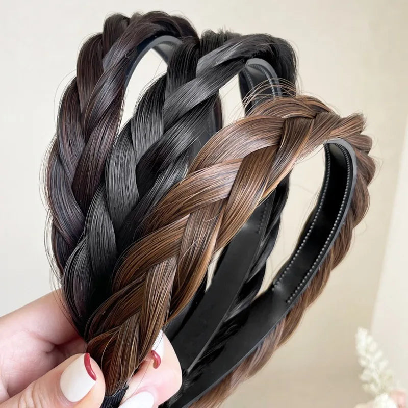 Diadema Bohemio Trenzado Sintético para Mujer Banda de Pelo Elástica para Fiestas y Cosplay