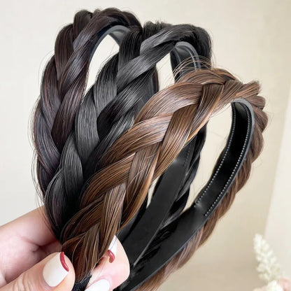 Diadema Bohemio Trenzado Sintético para Mujer Banda de Pelo Elástica para Fiestas y Cosplay