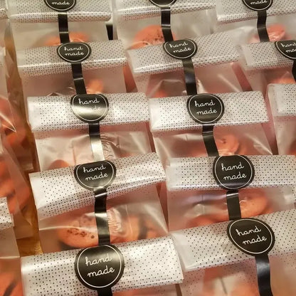 60 Bolsas de Galletas Esmeriladas con Lunares Negros – Bolsas de Embalaje de Regalo Rectangulares Autoadhesivas para Galletas, Dulces y Recuerdos de Fiesta