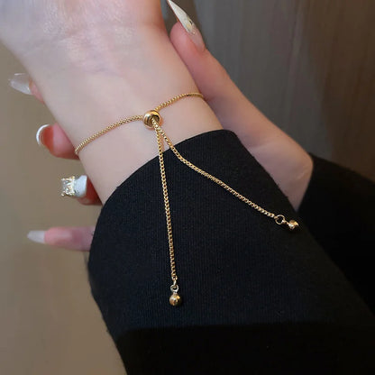 Women’s Fashion Four Leaf Grass Gold Color Adjustable Bracelet Korean Style Wedding Party Jewelry