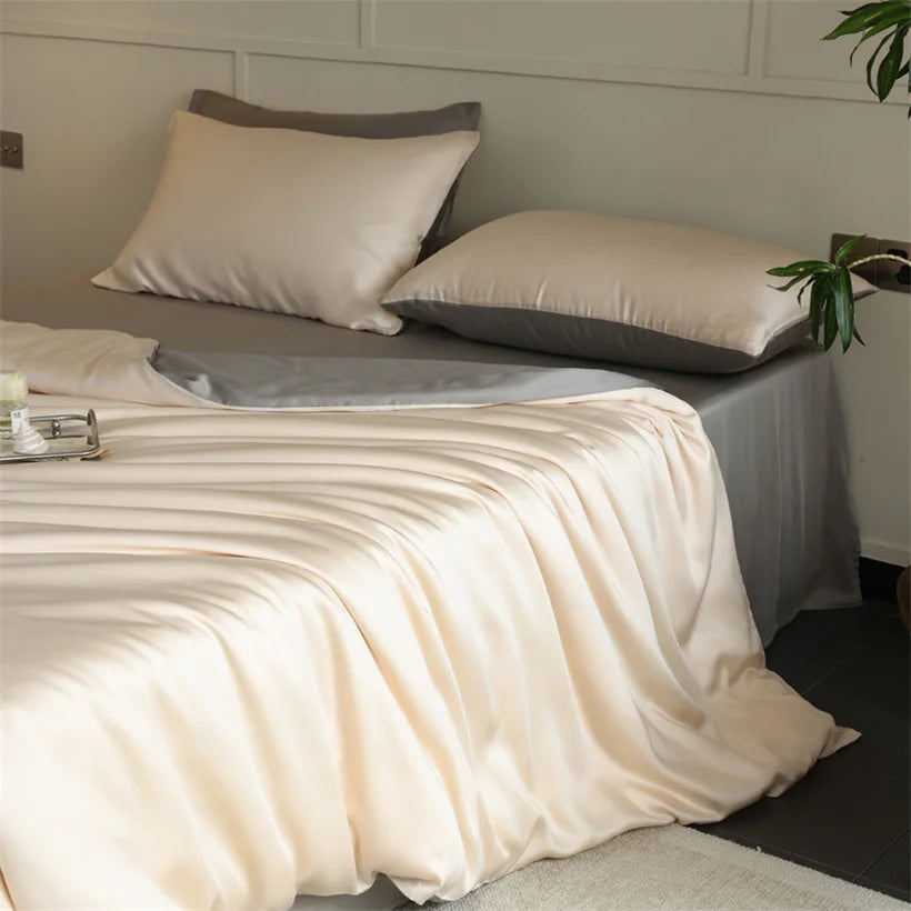 100% Mulberry Silk Bedding Set – Luxury Duvet Cover, Bed Sheet & Pillowcase Set