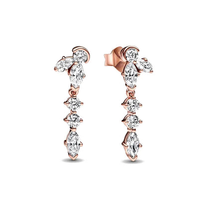 Juego de pendientes de tuerca de plata de ley 925 con hoja cuadrada, sol y luna para mujer, exquisito regalo de joyería europea