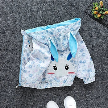 Cute Cartoon Animal Kids Jacket, Hooded Windbreaker for Baby Boys and Girls Ages 1-6, Lightweight Spring and Autumn Zipper Coat