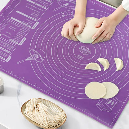 Tapete de silicona para hornear - Tapete antiadherente para amasar masa de 40/50/60 cm, lámina grande de cocina para extender masa para pizza, pan, pastel y preparación de horneado, almohadilla reutilizable de grado alimenticio