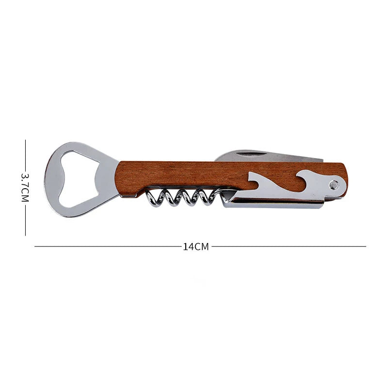 Personalized Wood Handle Corkscrew Wine Opener – Custom Logo Bottle Opener for Weddings, Gifts, Beer Bottles & Brand Promotions