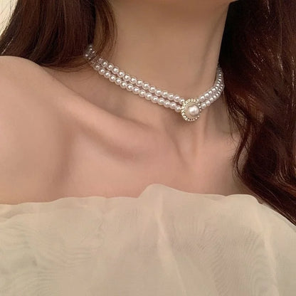Nuevo collar gargantilla de perlas barrocas para mujer, lujoso, para bodas, fiestas, collar de cuentas de tres capas, torques, regalo de joyería de moda para damas
