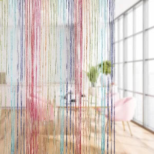 Cortina decorativa de hilos – Separador de ambientes con borlas para puertas, ventanas y decoración del hogar