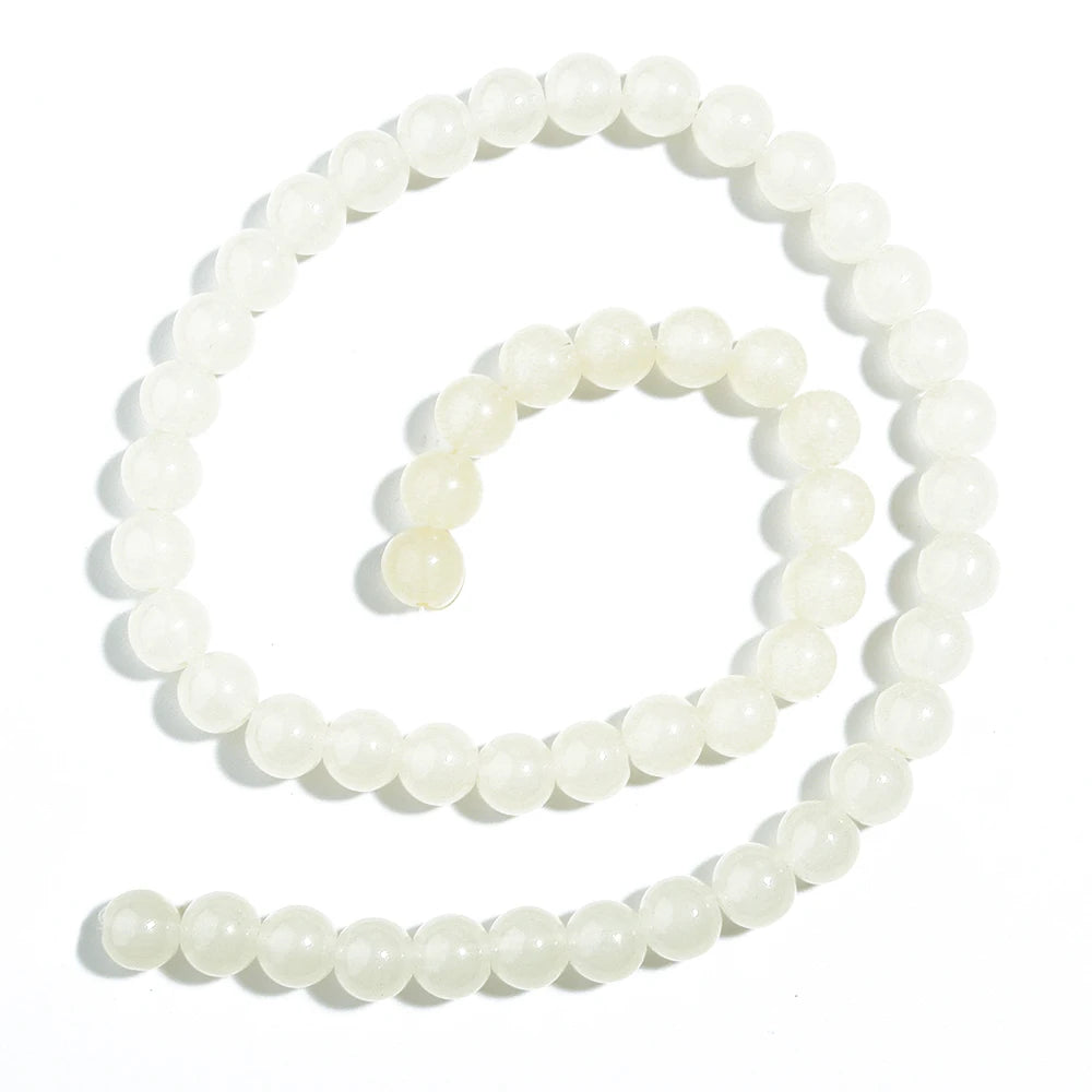 1 brin de perles de verre unies 6/8mm – Perles rondes intercalaires lâches pour la fabrication de bijoux DIY, bracelets faits main, colliers et accessoires d'artisanat