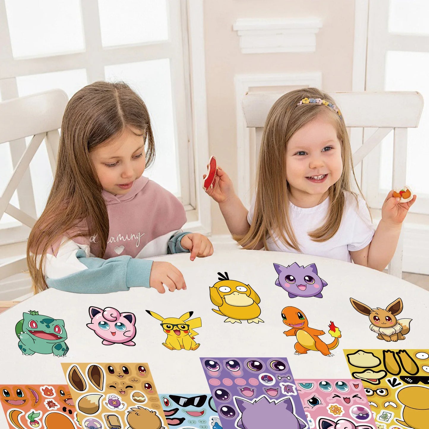 Pokémon DIY Puzzle Sticker Set – 16/32pcs Make-a-Face Cartoon Jigsaw Toys for Kids (Pikachu & Charizard)