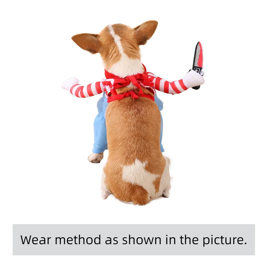 Funny Halloween Dog & Cat Costume – Cozy Puppy Pullover Outfit for Small, Medium & Large Dogs, Chihuahua Pet Cosplay Dress-Up Clothes