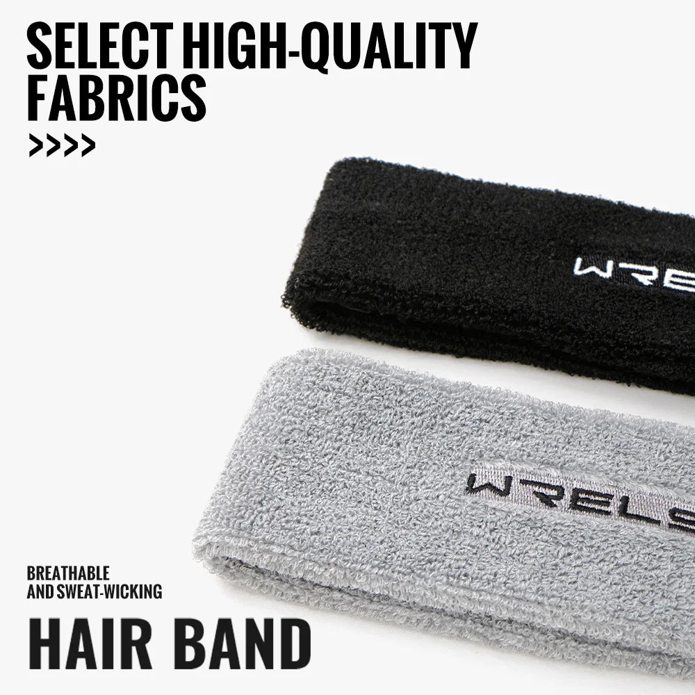 WRELS Sports Sweatband – Moisture-Wicking Cotton Terry Cloth Headband for Tennis, Basketball, Running & Gym
