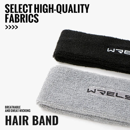 WRELS Sports Sweatband – Moisture-Wicking Cotton Terry Cloth Headband for Tennis, Basketball, Running & Gym