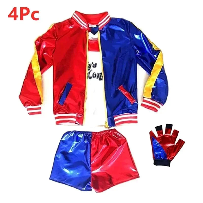 Girls Clown Cosplay Costume Set – Harley-Inspired 6-Piece Halloween Outfit