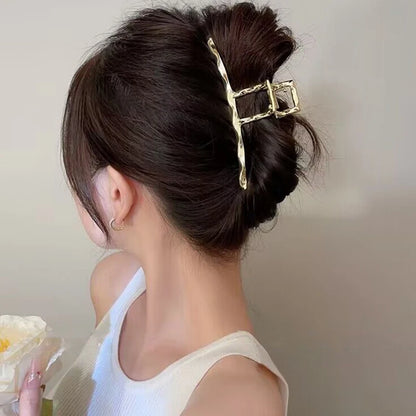 Elegant Geometric Bow Hair Claw Clip for Women – Vintage Large Metal Hair Clip Barrette Hair Accessory