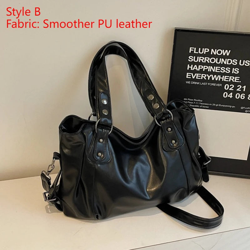 Women’s PU Leather Shoulder Bag – 2026 Fashion Handbag with Soft Interior Compartment, Contrast Color Design, Zipper Closure, Stylish Everyday Purse for Work, Travel & Casual Use