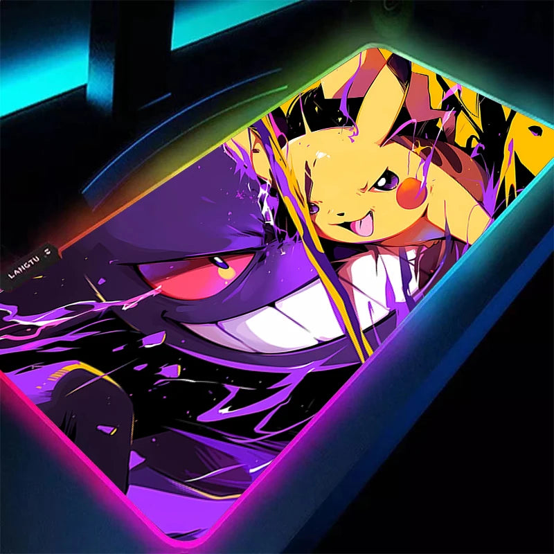 Alfombrilla de ratón Gaming XXL RGB de Pokémon Gengar – Alfombrilla de escritorio retroiluminada LED para teclado y PC