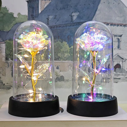 Eternal Rose LED Light in Glass Dome – Romantic Valentine’s Day Gift for Girlfriend | Forever Flower Decoration for Wedding, Mother’s Day & Bridesmaid Gifts