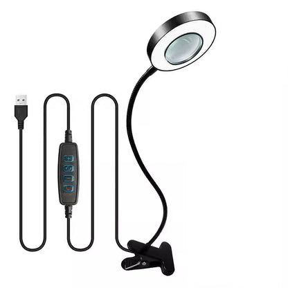 10X LED Magnifying Desk Lamp – 3 Color Light Modes Clamp Magnifier with Flexible Gooseneck for Reading & Nail Art