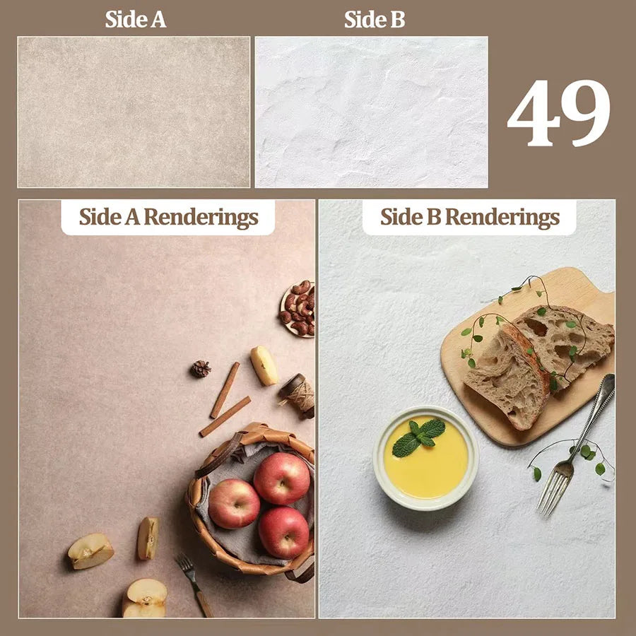 Double-Sided Wood Grain & Marble Photography Backdrop Board 57 × 87 cm – Waterproof Photo Background for Product Photography