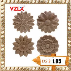 Appliques décoratives en bois moulé – Boiseries murales sculptées pour meubles, armoires, coins et décoration intérieure