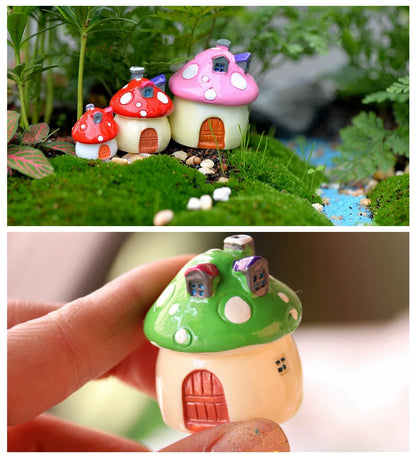 Adornos de hongos para jardín de hadas – Estatuillas de hongos en miniatura en 4 tamaños para macetas, escenas de casas de muñecas, decoración de jardín y manualidades
