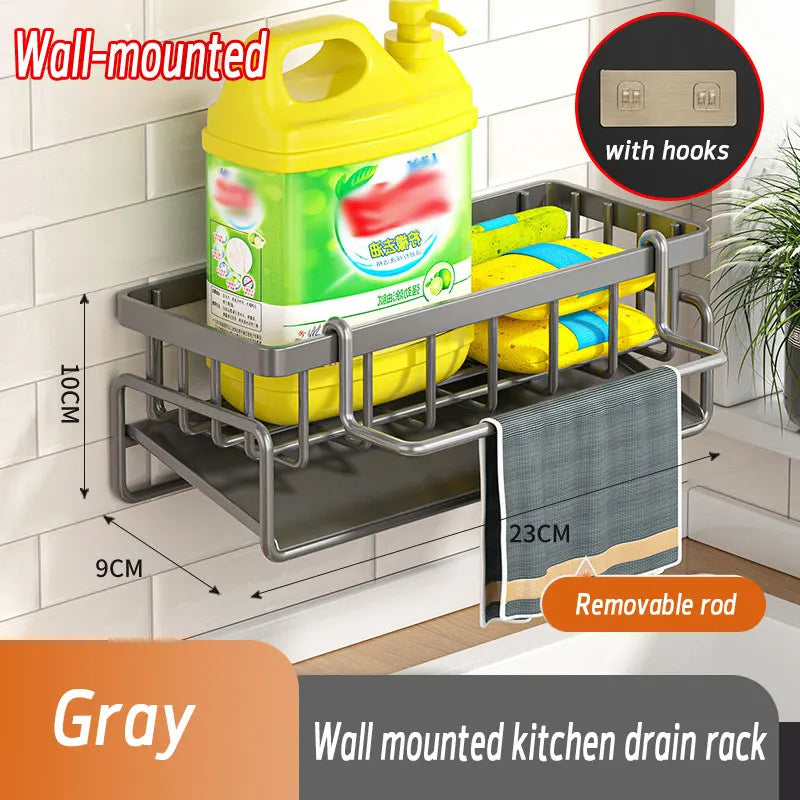Soporte de esponja de acero inoxidable para fregadero – Escurridor de cocina y organizador de jabón para almacenamiento en el fregadero