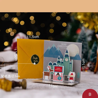 3D Folding Christmas Greeting Card – Merry Christmas & Happy New Year Gift Card for Xmas Party, Navidad & Holiday Decor