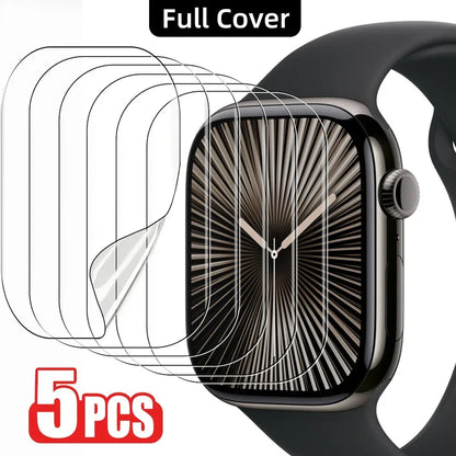 Paquete de 5 protectores de pantalla para Apple Watch Series 10, 9, 8, 7, SE y Ultra 2 – Película protectora HD resistente a los arañazos para modelos de 40mm a 49mm