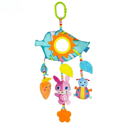 Peluche de actividades "Bebé Arcoíris" – Juguete sensorial colgante para cochecito para 0-12 meses, juguete móvil para asiento de coche y cuna, juguete de viaje suave y educativo para el desarrollo y juego del recién nacido.