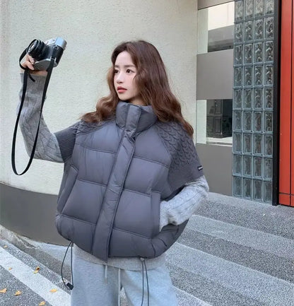 ZAROY Women’s Cotton-Padded Vest Jacket – Loose-Fit Puffer Waistcoat with Stand Collar & Pockets, Casual Autumn/Winter Outerwear