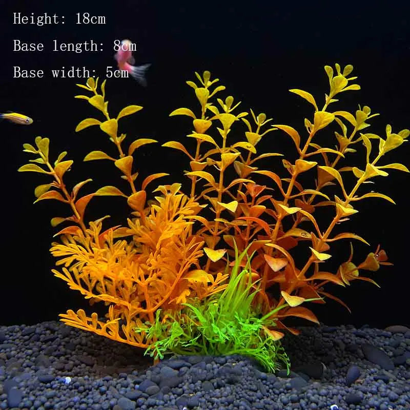 Artificial Underwater Aquarium Plants – Plastic Aquatic Fake Shrubs & Green Water Grass for Fish Tank Landscaping, Realistic Simulated Decor