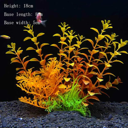 Artificial Underwater Aquarium Plants – Plastic Aquatic Fake Shrubs & Green Water Grass for Fish Tank Landscaping, Realistic Simulated Decor