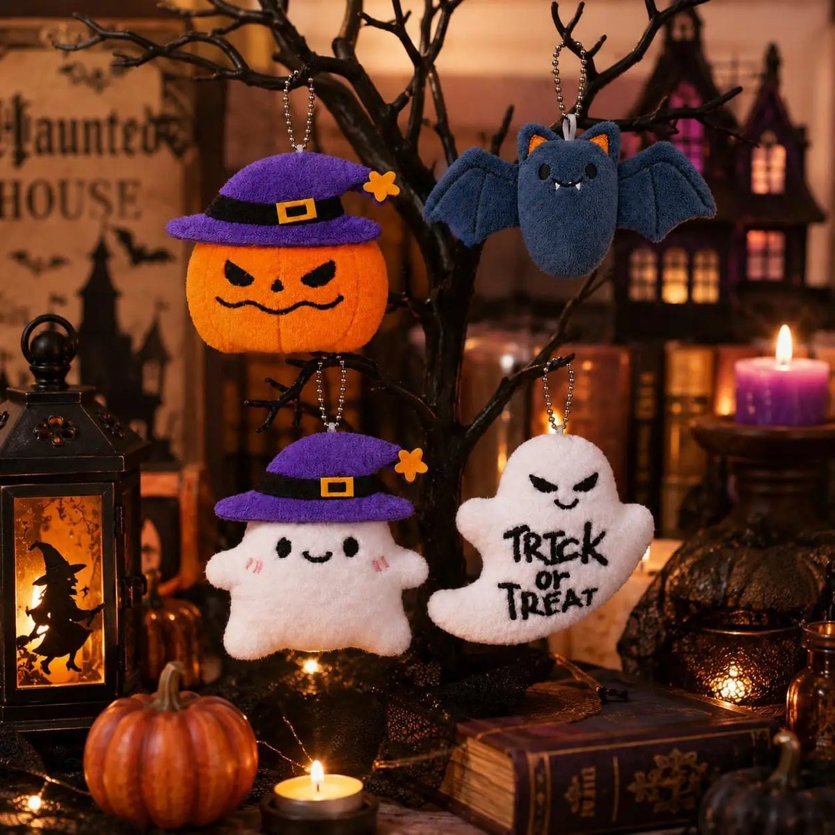 12-40PCS Halloween Mini Plush Keychains Bulk, Cute Ghost Stuffed Animal Charms, Trick or Treat Goodie Bag Fillers, Halloween Party Favors, Gifts and Kids Accessories