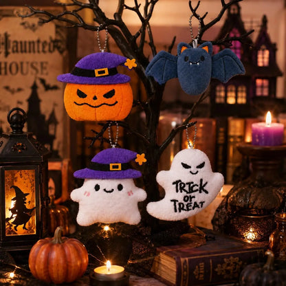 12-40PCS Halloween Mini Plush Keychains Bulk, Cute Ghost Stuffed Animal Charms, Trick or Treat Goodie Bag Fillers, Halloween Party Favors, Gifts and Kids Accessories