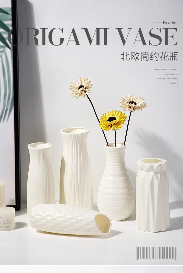 Nordic Modern Plastic Flower Vase – Minimalist Decorative Vase for Fresh Flowers & Home Décor