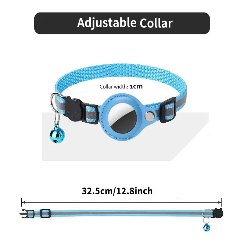 AirTag Pet Collar Case – Protective Tracker Holder with Reflective Collar & Bell for Cats and Small Dogs