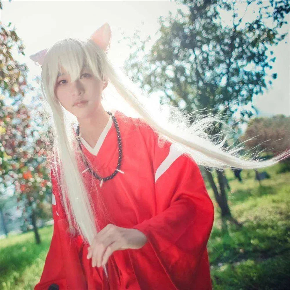 Inuyasha Cosplay Costume Set – Kagome / Kikyo Kimono Outfit with Wig & Shoes (Unisex Halloween Costume)