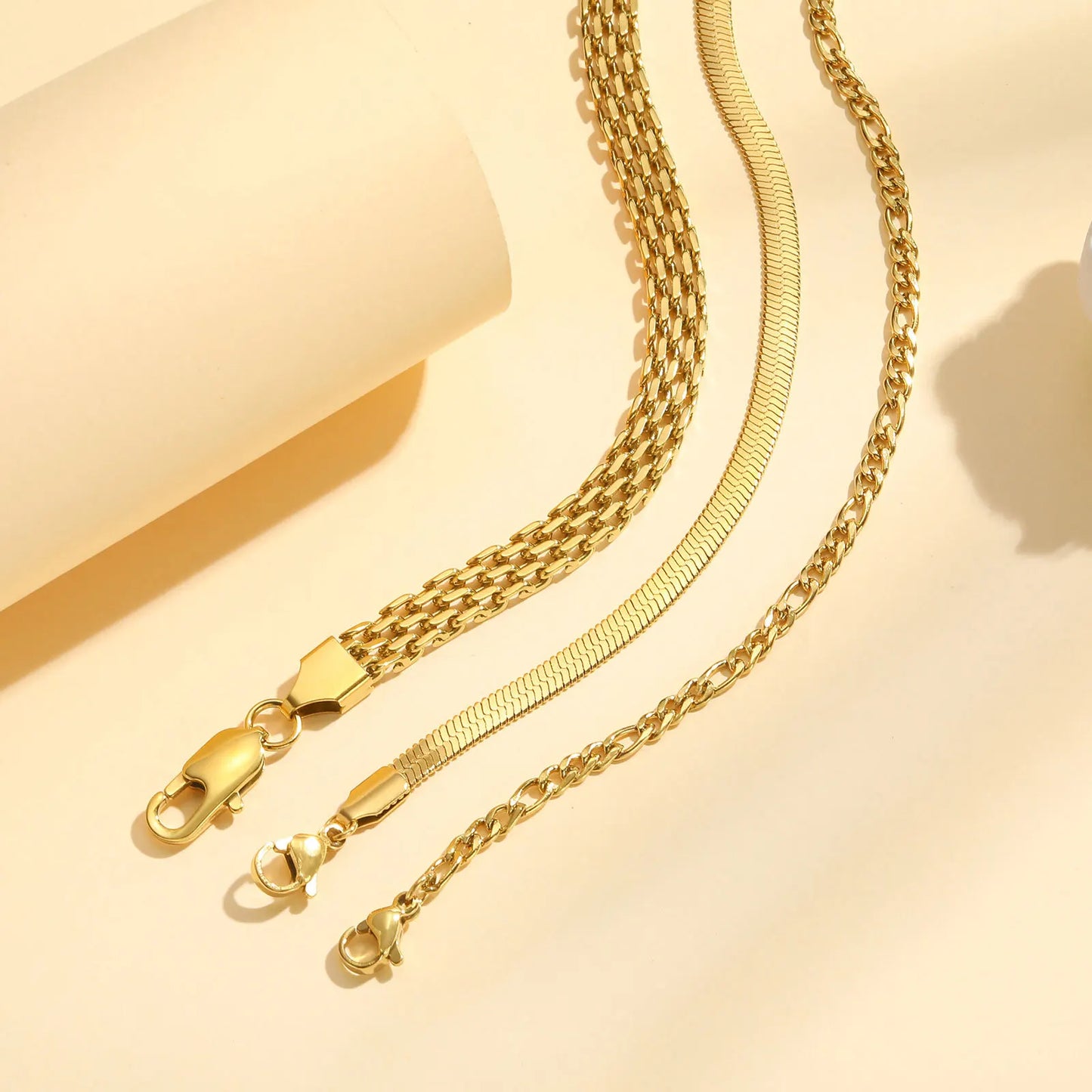 Waterproof Stainless Steel Chain Bracelet – Gold Plated Stackable Link Bracelet for Women | Trendy Fashion Jewelry Gift