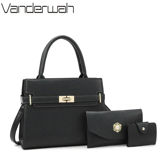 Women's Large-Capacity Leather Handbag – Luxury Shoulder & Crossbody Bag Set with Small Coin Purse, 1 or 3-Piece Fashion Tote